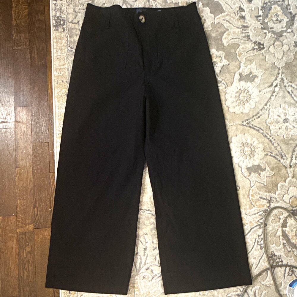 Maeve Women’s Black Denim Cropped Straight-Leg Mid Rise Flat Front Pants Size 31